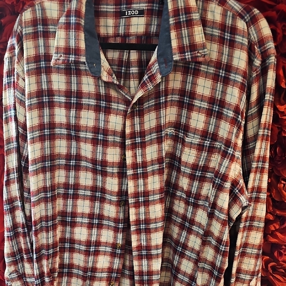 IZOD Men's Red Plaid Shirt
